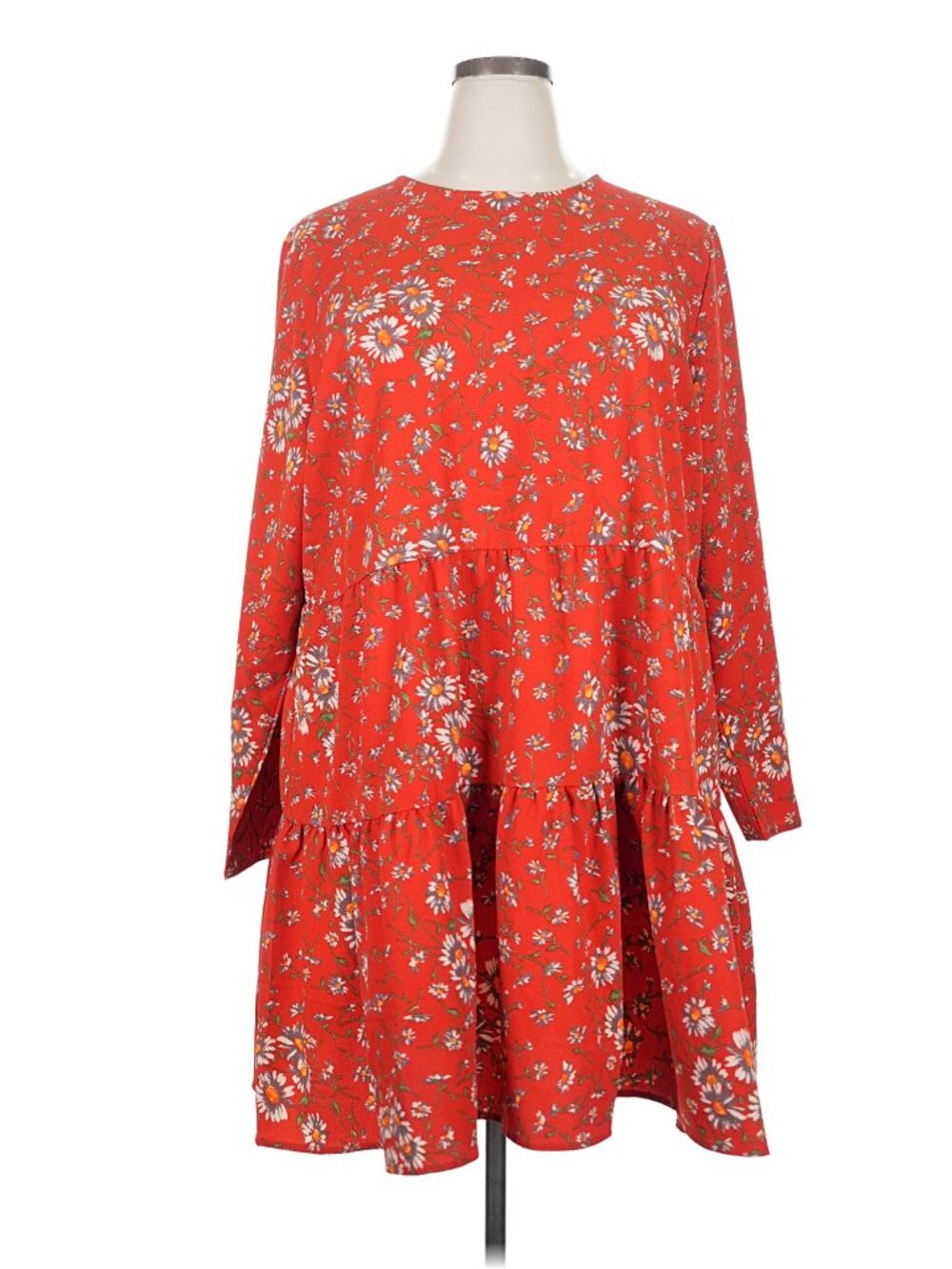 Super CUTE! ASOS Design Curve Red floral Tiered Mini Dress, size 18